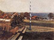 Wilhelm Trubner Landscape with Flagpole Spain oil painting artist